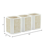 3-cup Dotted Pen Holder, Beige from Sagebrook Home - Luna Furniture