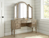 3-Piece Highland Park Vanity Set, Waxed Driftwood (Vanity Desk, Tri-fold Mirror and Bench) from Steve Silver - Luna Furniture