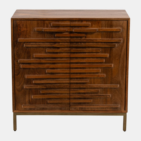 30" Midcentury Slat 2 Door Cabinet, Mango Brwn from Sagebrook Home - Luna Furniture