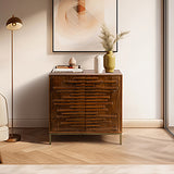 30" Midcentury Slat 2 Door Cabinet, Mango Brwn from Sagebrook Home - Luna Furniture