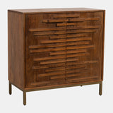 30" Midcentury Slat 2 Door Cabinet, Mango Brwn from Sagebrook Home - Luna Furniture