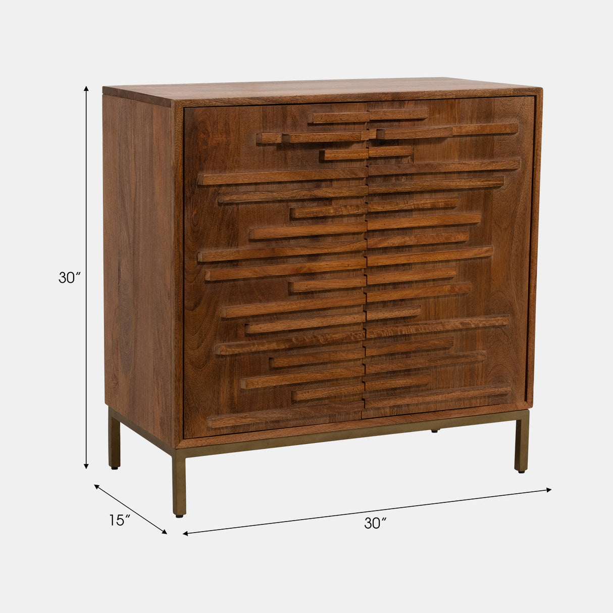 30" Midcentury Slat 2 Door Cabinet, Mango Brwn from Sagebrook Home - Luna Furniture