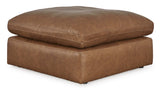 Emilia Caramel Leather 3-Piece Modular Sectional with Ottoman -  Ashley - Luna Furniture