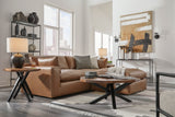 Emilia Caramel Leather 3-Piece Modular Sectional with Ottoman -  Ashley - Luna Furniture