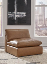 Emilia Caramel Armless Chair from Ashley - Luna Furniture