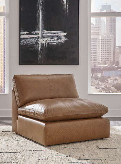 Emilia Caramel Armless Chair -  Ashley - Luna Furniture