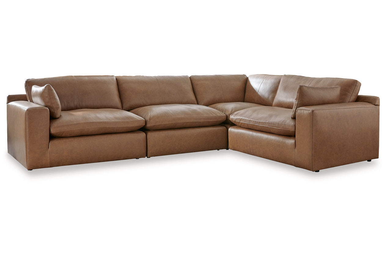 Emilia Caramel Leather 4-Piece Modular Sectional from Ashley - Luna Furniture