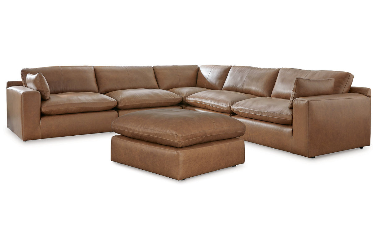 Emilia Caramel 5-Piece Sectional and Ottoman -  Ashley - Luna Furniture