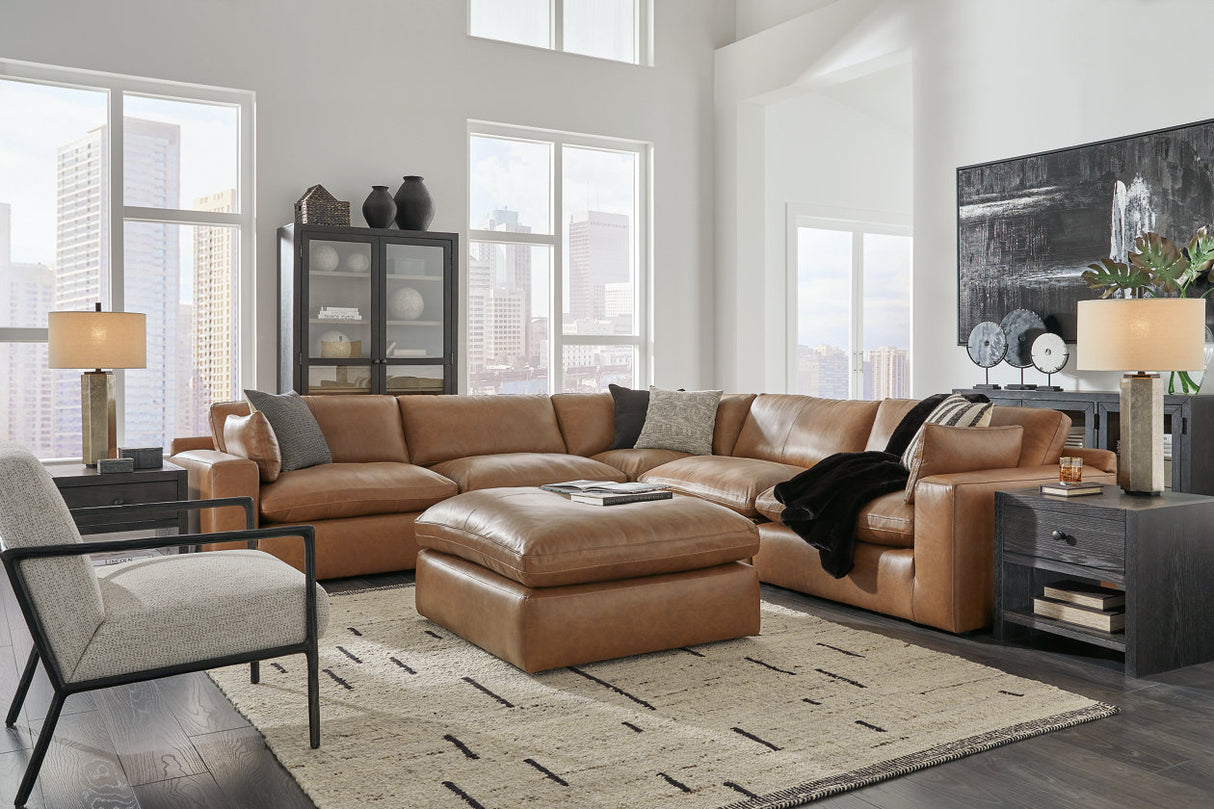 Emilia Caramel 5-Piece Sectional and Ottoman -  Ashley - Luna Furniture