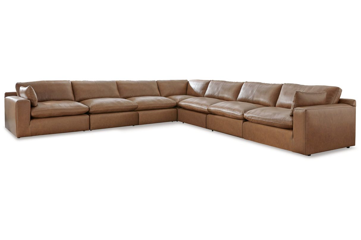 Emilia Caramel Leather 7-Piece Modular Sectional -  Ashley - Luna Furniture