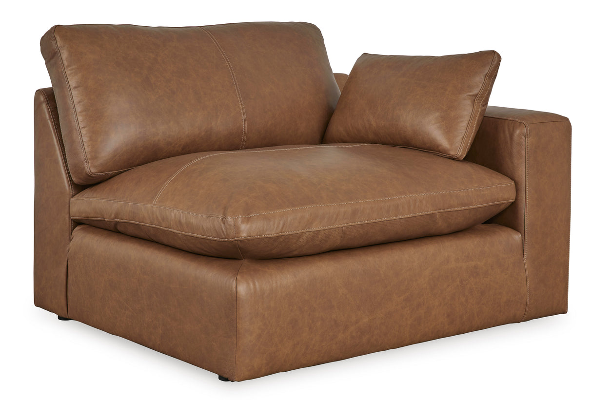 Emilia Caramel Leather 3-Piece Modular Sectional with Ottoman -  Ashley - Luna Furniture