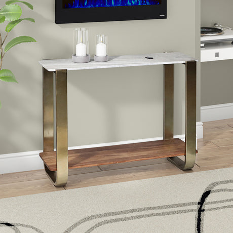 31" Marble Top Console, Gold Kd from Sagebrook Home - Luna Furniture