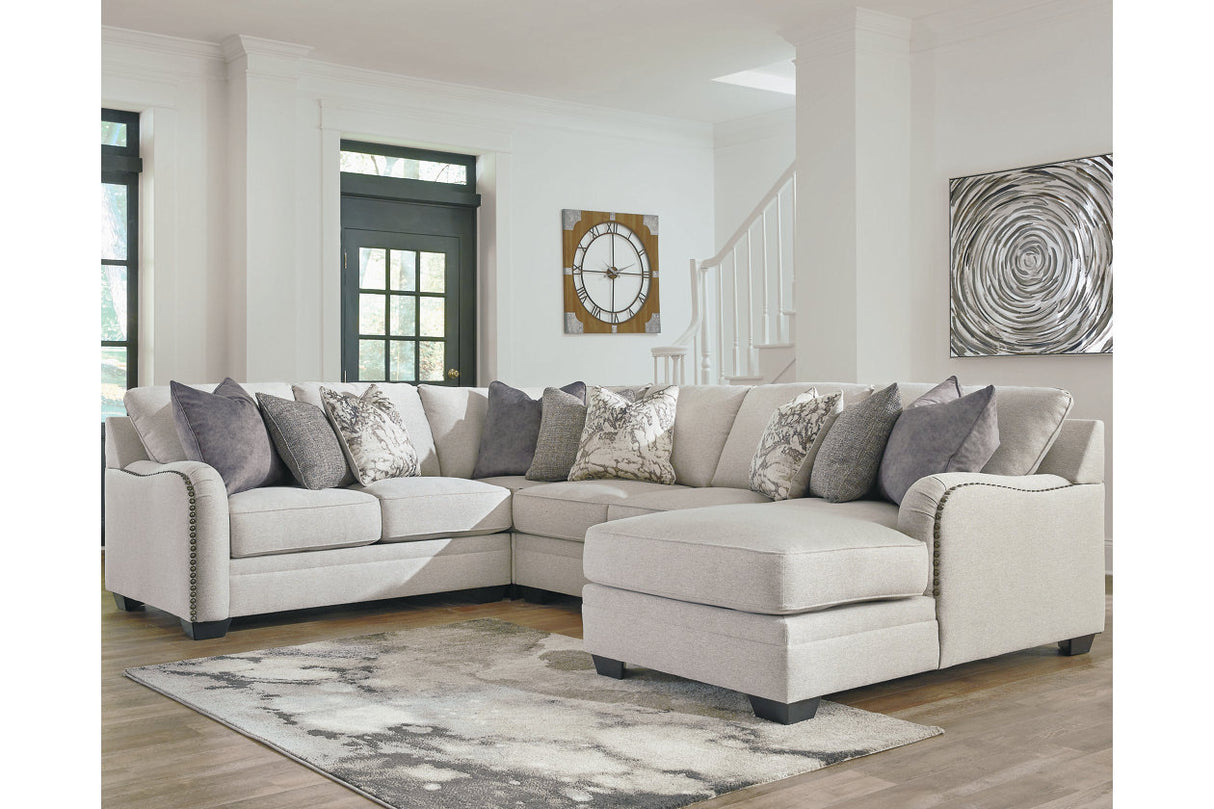 Dellara Chalk 4-Piece Sectional with Ottoman -  Ashley - Luna Furniture