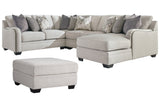 Dellara Chalk 4-Piece Sectional with Ottoman -  Ashley - Luna Furniture