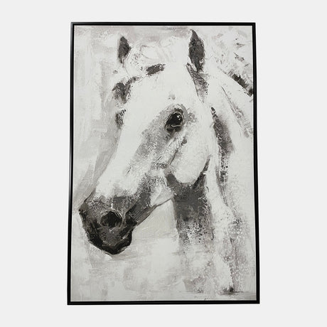 32x48 Framed Handpainted White Horse from Sagebrook Home - Luna Furniture