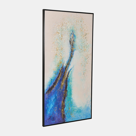 32x64 Handpainted Abstract Canvas, White/blue from Sagebrook Home - Luna Furniture