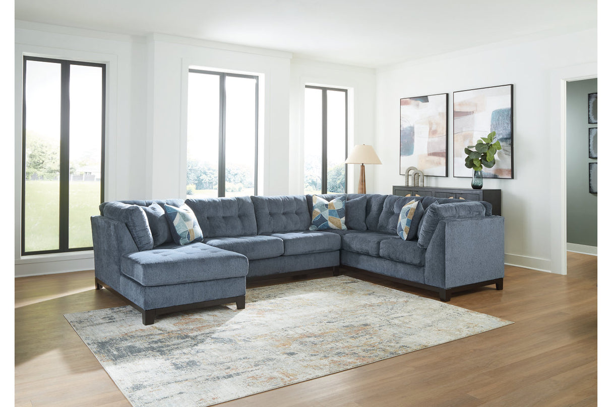 Maxon Place Navy 3-Piece Sectional with Chaise -   - Luna Furniture