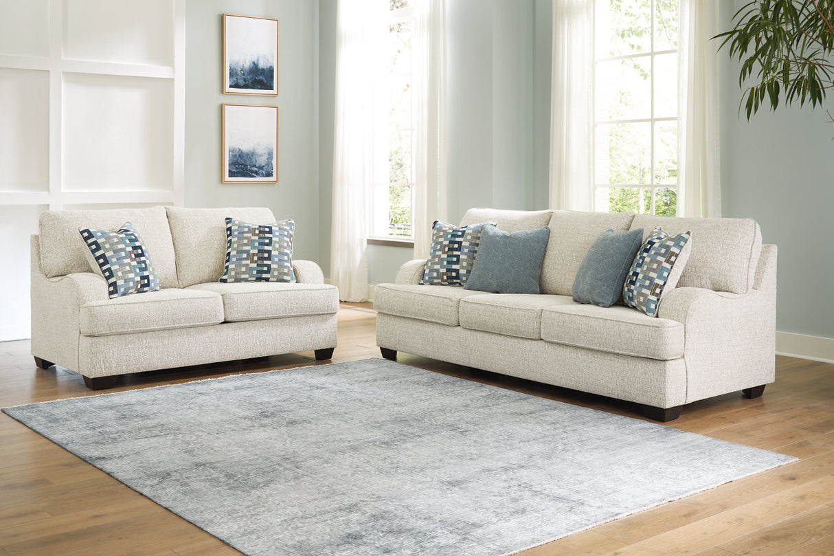 Valerano Parchment Sofa and Loveseat -  Ashley - Luna Furniture