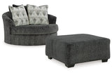 Biddeford Shadow Oversized Swivel Chair and Ottoman from Ashley - Luna Furniture