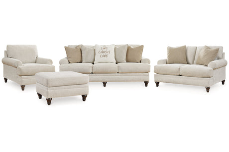 Valerani Sandstone Sofa, Loveseat, Chair and Ottoman -  Ashley - Luna Furniture