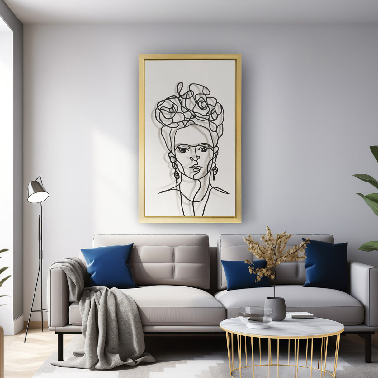 35x59, Hand Painted Frida Illusion, Wht/blk from Sagebrook Home - Luna Furniture