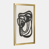 35x59, Hand Painted Gold Frame Geometric Face, Blk from Sagebrook Home - Luna Furniture