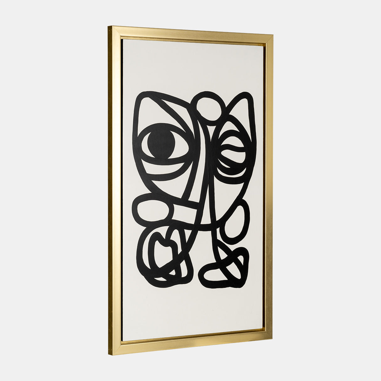 35x59, Hand Painted Gold Frame Geometric Face, Blk from Sagebrook Home - Luna Furniture