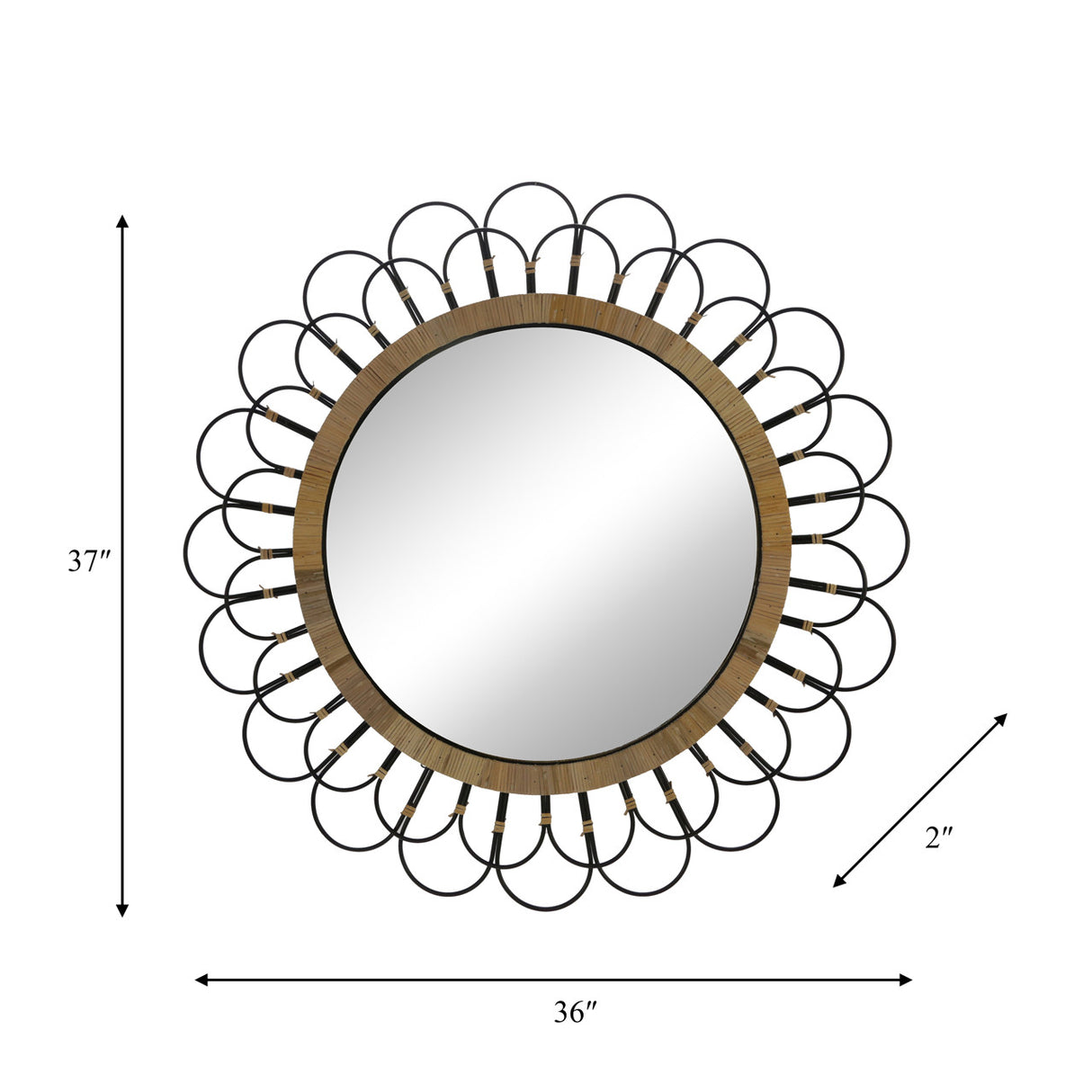 36" Daisy Wall Mirror, Black - 15047