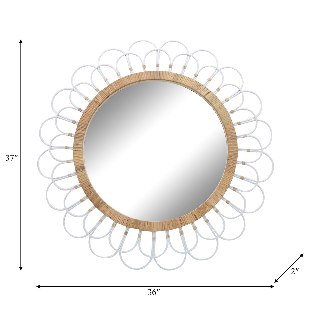 36" Daisy Wall Mirror, White - 15047-01