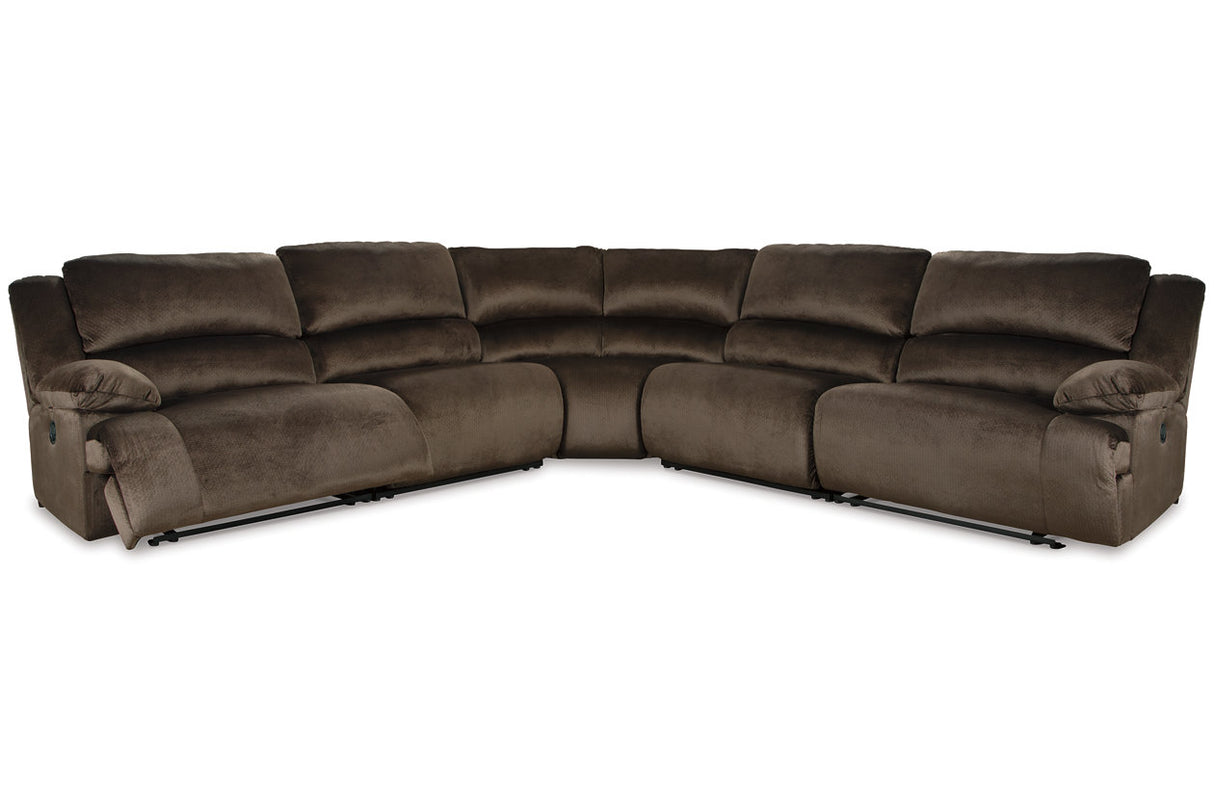 Clonmel Chocolate 5-Piece Reclining Sectional from Ashley - Luna Furniture