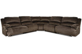 Clonmel Chocolate 5-Piece Reclining Sectional from Ashley - Luna Furniture