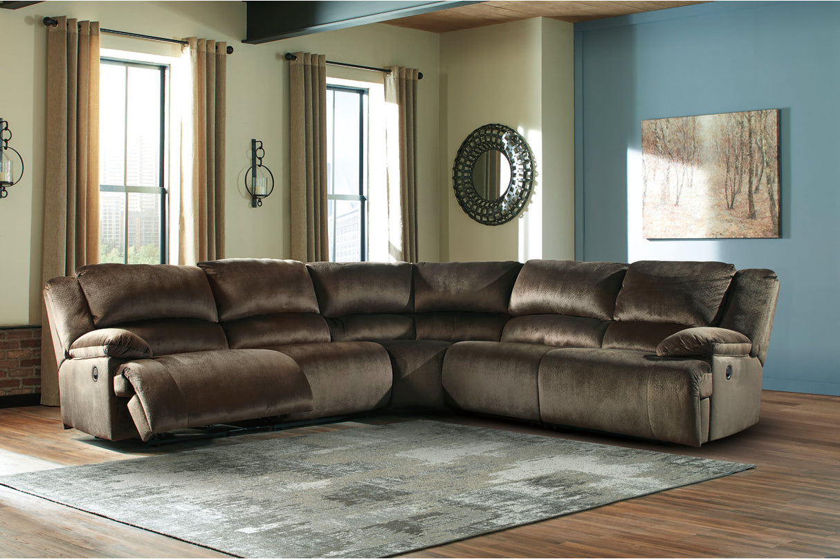 Clonmel Chocolate 5-Piece Reclining Sectional from Ashley - Luna Furniture