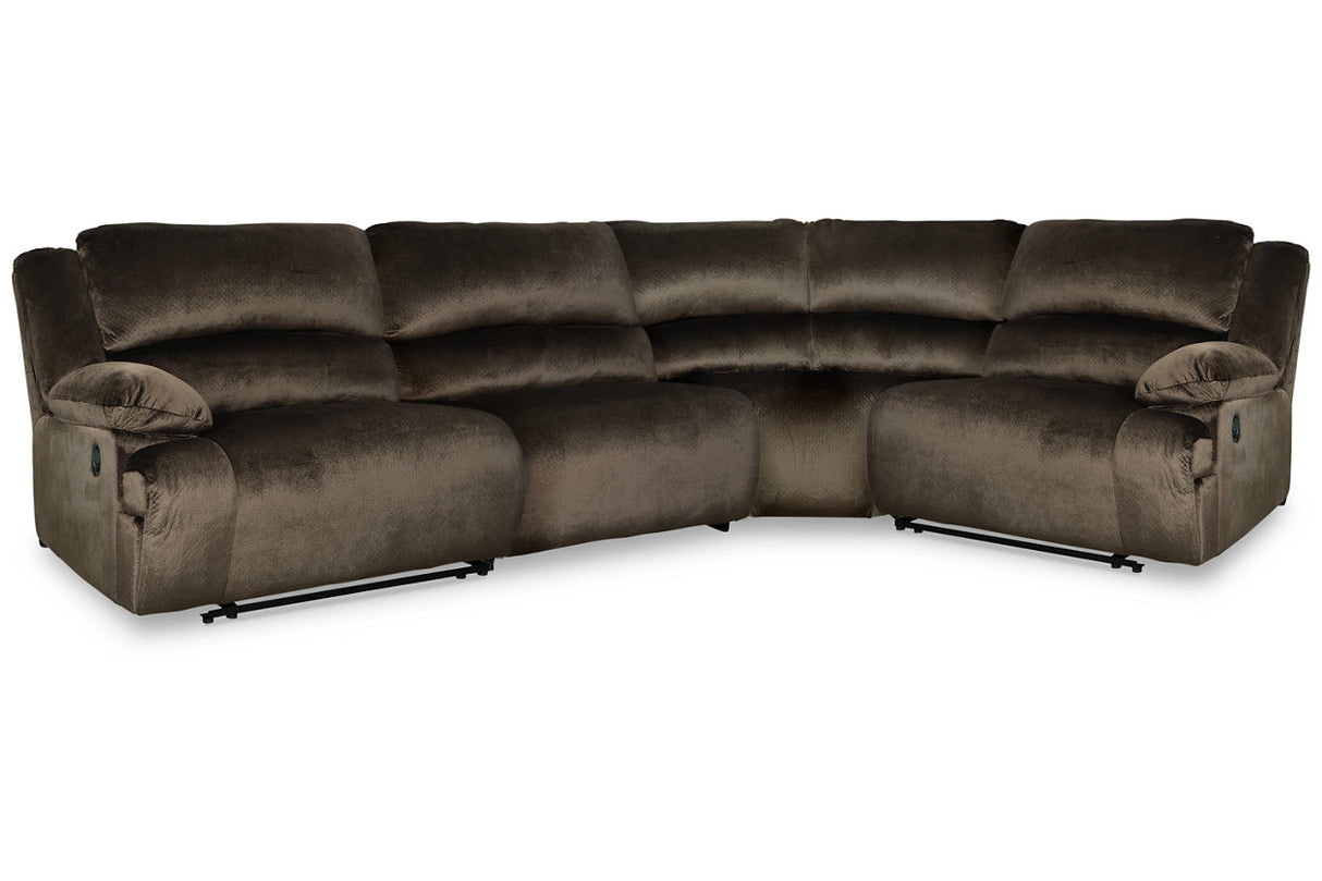 Clonmel Chocolate 4-Piece Reclining Sectional from Ashley - Luna Furniture