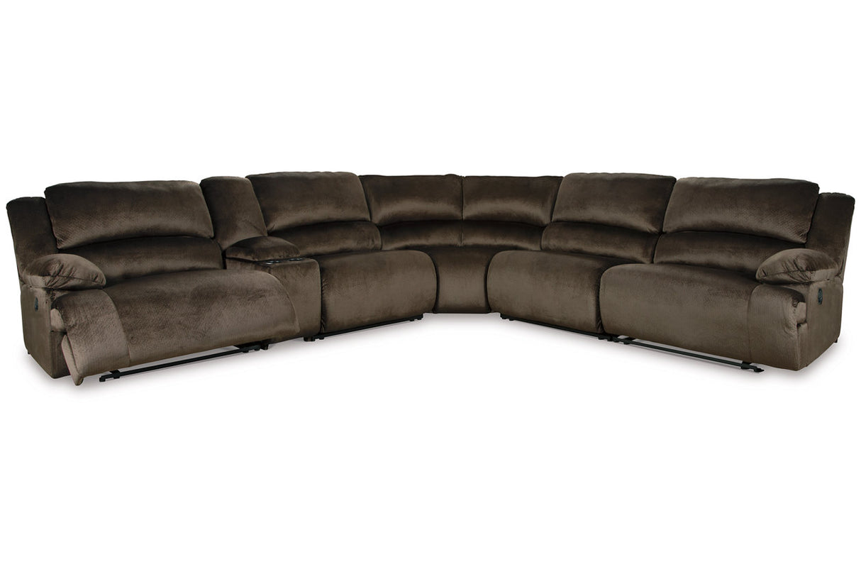 Clonmel Chocolate 6-Piece Reclining Sectional from Ashley - Luna Furniture