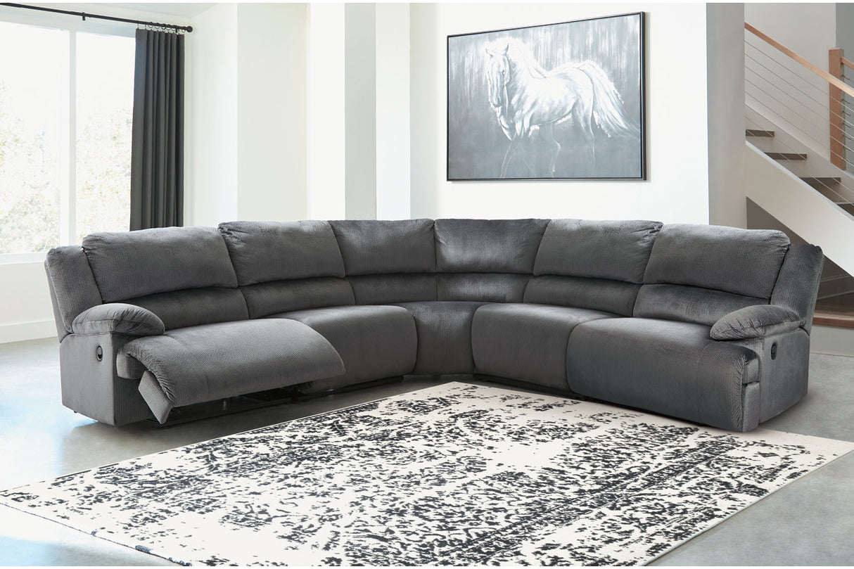 Clonmel Charcoal 5-Piece Reclining Sectional -  Ashley - Luna Furniture