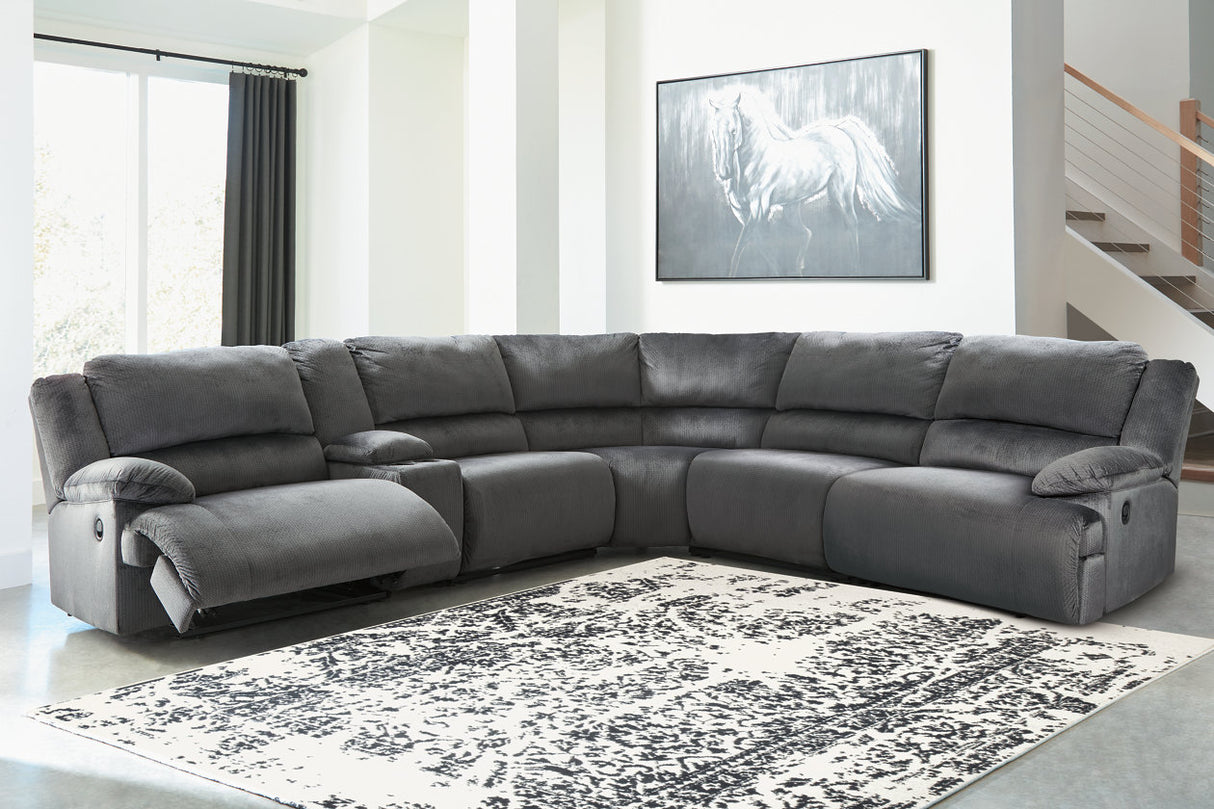 Clonmel Charcoal 6-Piece Reclining Sectional -  Ashley - Luna Furniture