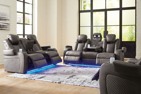 Fyne-Dyme Shadow Power Reclining Sofa, Loveseat and Recliner -  Ashley - Luna Furniture