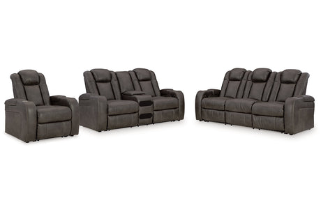 Fyne-Dyme Shadow Power Reclining Sofa, Loveseat and Recliner -  Ashley - Luna Furniture