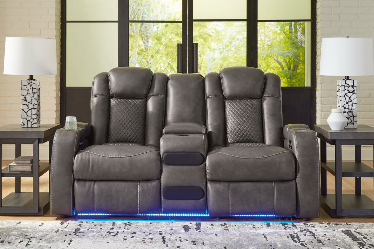 Fyne-Dyme Shadow Power Reclining Sofa, Loveseat and Recliner -  Ashley - Luna Furniture