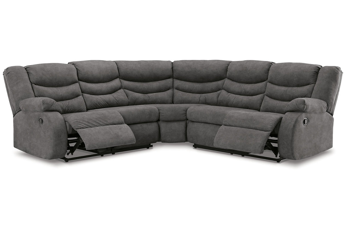 Partymate Slate 2-Piece Reclining Sectional -  Ashley - Luna Furniture