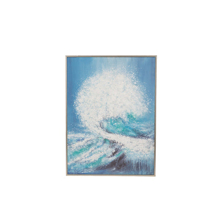 36x48 Handpainted Waves Canvas, Aqua from Sagebrook Home - Luna Furniture