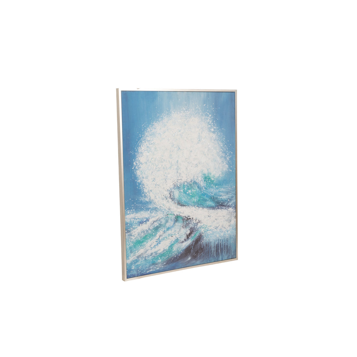 36x48 Handpainted Waves Canvas, Aqua from Sagebrook Home - Luna Furniture