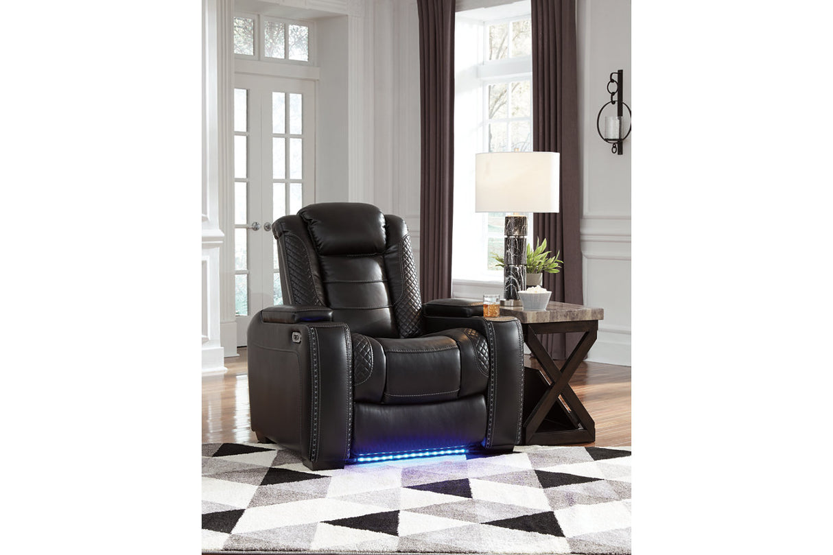 Party Time Midnight Power Reclining Sofa and Recliner -  Ashley - Luna Furniture