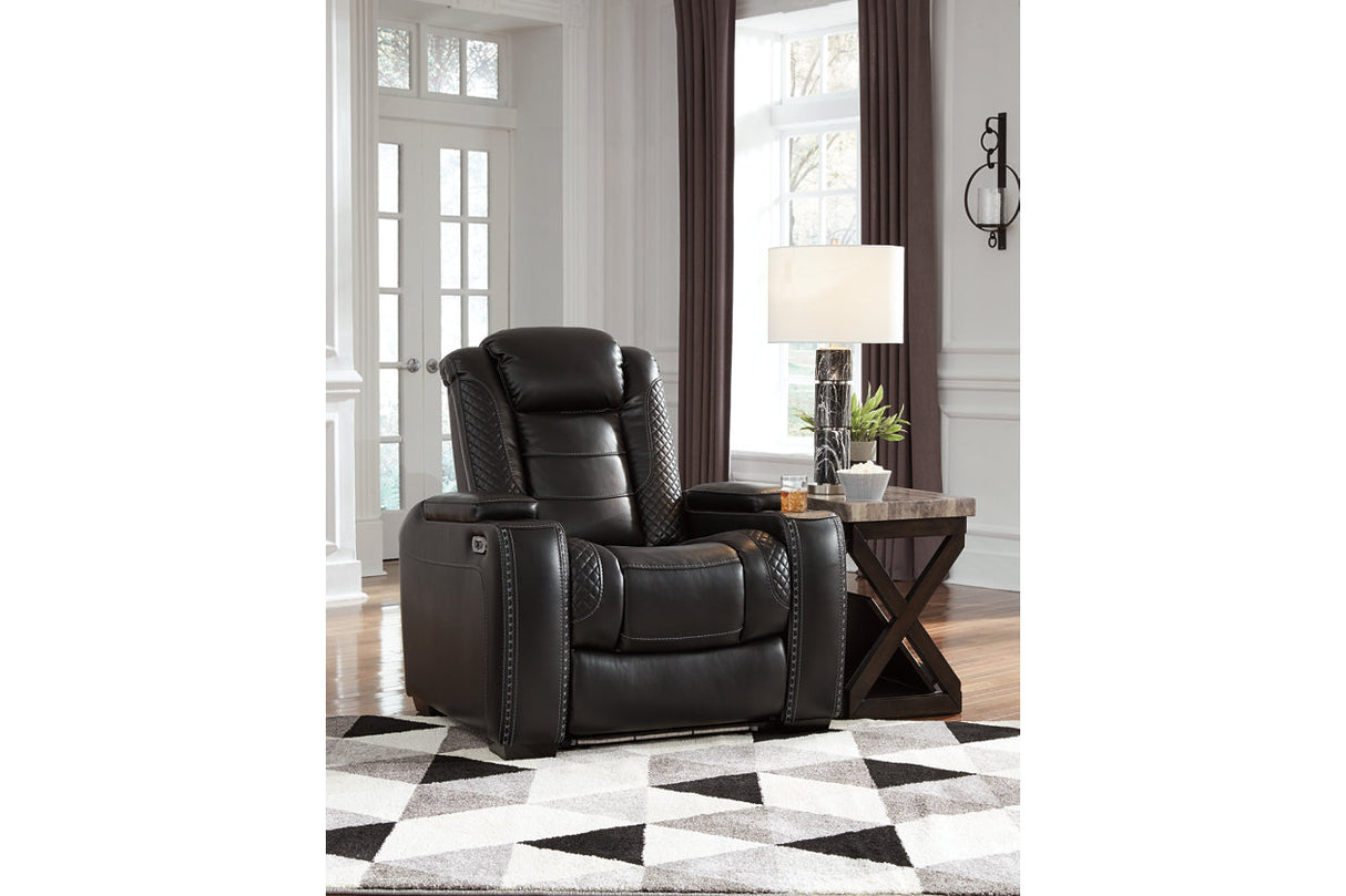 Party Time Midnight Power Reclining Sofa and Recliner -  Ashley - Luna Furniture