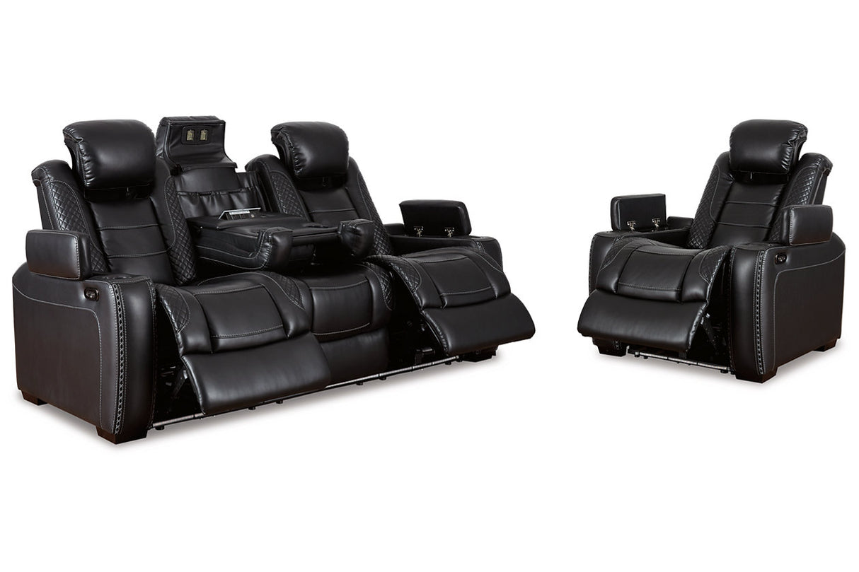 Party Time Midnight Power Reclining Sofa and Recliner -  Ashley - Luna Furniture