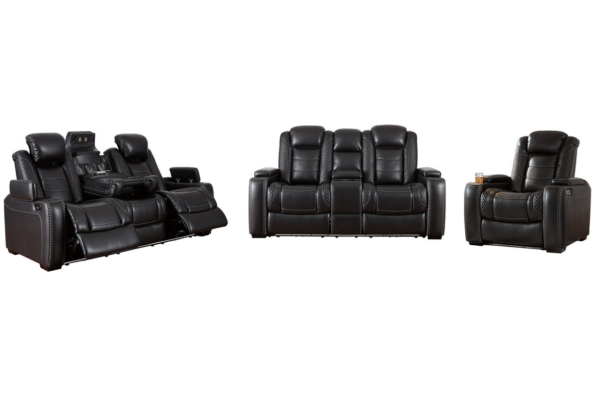 Party Time Midnight Power Reclining Sofa and Loveseat with Power Recliner -  Ashley - Luna Furniture