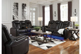 Party Time Midnight Power Reclining Sofa and Loveseat with Power Recliner -  Ashley - Luna Furniture