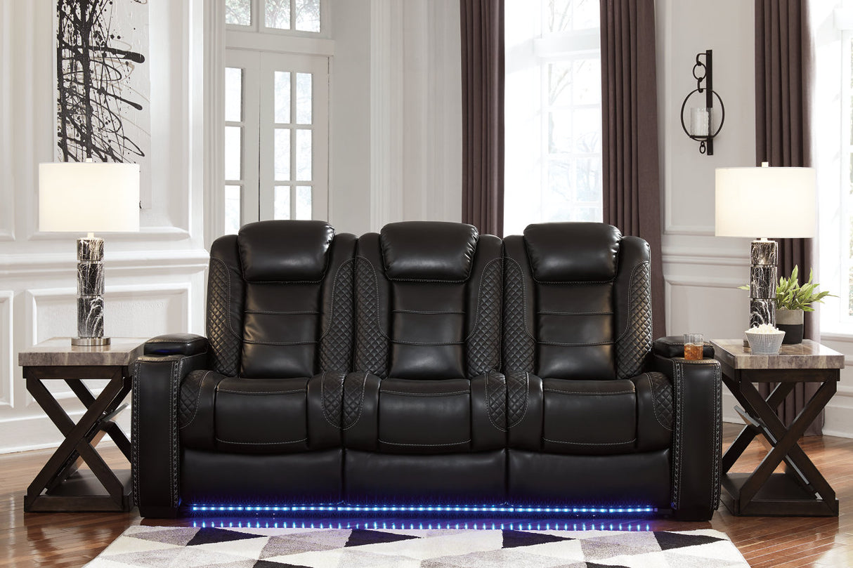 Party Time Midnight Power Reclining Sofa and Loveseat with Power Recliner -  Ashley - Luna Furniture