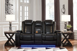 Party Time Midnight Power Reclining Sofa and Loveseat with Power Recliner -  Ashley - Luna Furniture