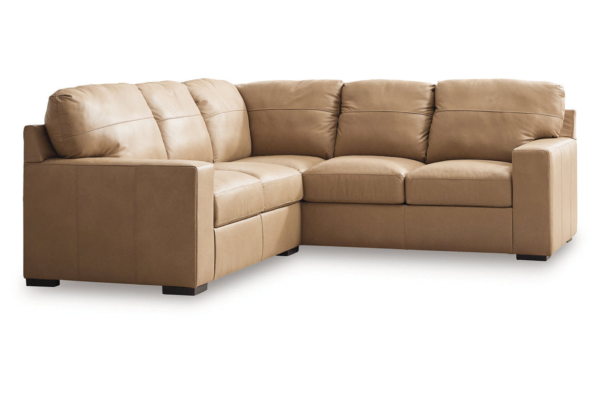 Bandon Toffee Leather 2-Piece RAF Sectional from Ashley - Luna Furniture